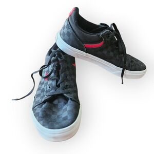 Vans Ward Kids Youth 4.5 Black Red Tonal Checkerboard Low Top Sneakers Shoes